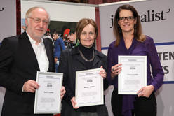 Wirtschaftsjournalisten des Jahres: Josef Urschitz ("Presse"), Renate Graber ("Standard"), Hanna Kordik ("Presse").