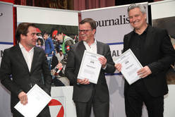 "Chefredaktion des Jahres": Rainer Nowak, "Presse" (Platz 2), Manfred Perterer, "Salzburger Nachrichten" (Platz 3) und Hubert Patterer, "Kleine Zeitung" (Platz 1).
